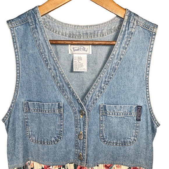 90’s vintage Cottagecore grannycore floral denim maxi dress button small - Picture 2 of 4